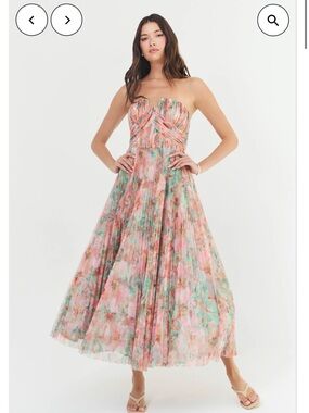 Hutch Corene Strapless Floral Tulle A-Line Midi Dress 2